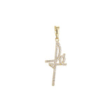 WHite CZs Cluster Sign of Spanish Faith 14K Gold Pendant