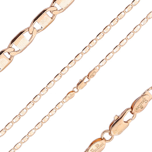 {潜在的} クラシック マリナー リンク ハンマード チェーン 14K ゴールド メッキ