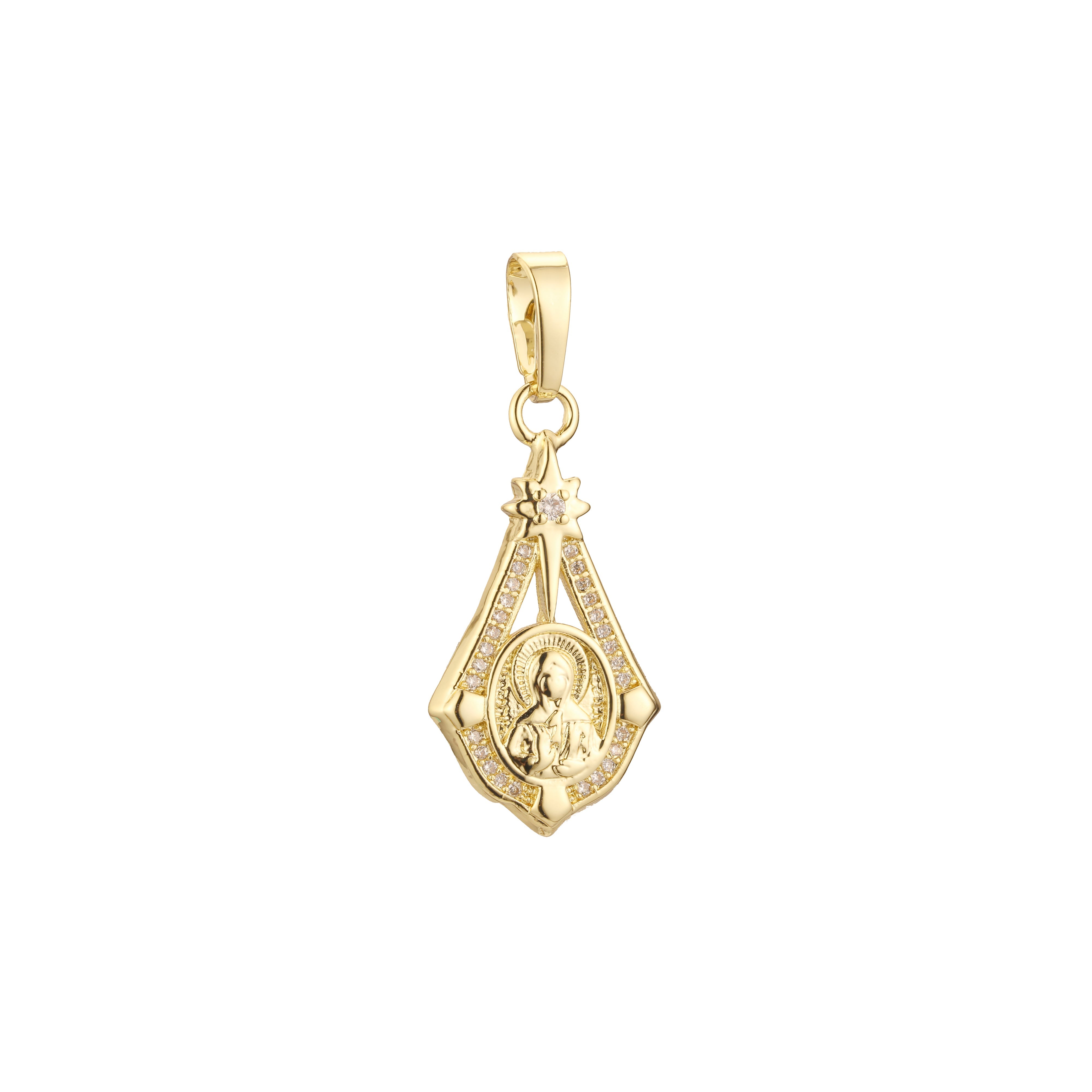 Saint Matrona 玫瑰金吊坠，14K 镀金颜色