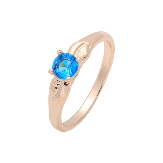 Lake blue solitaire CZ Rose Gold rings
