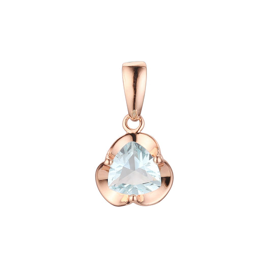 Solitaire clamped colorful CZ 14K Gold, Rose Gold, White Gold Pendant