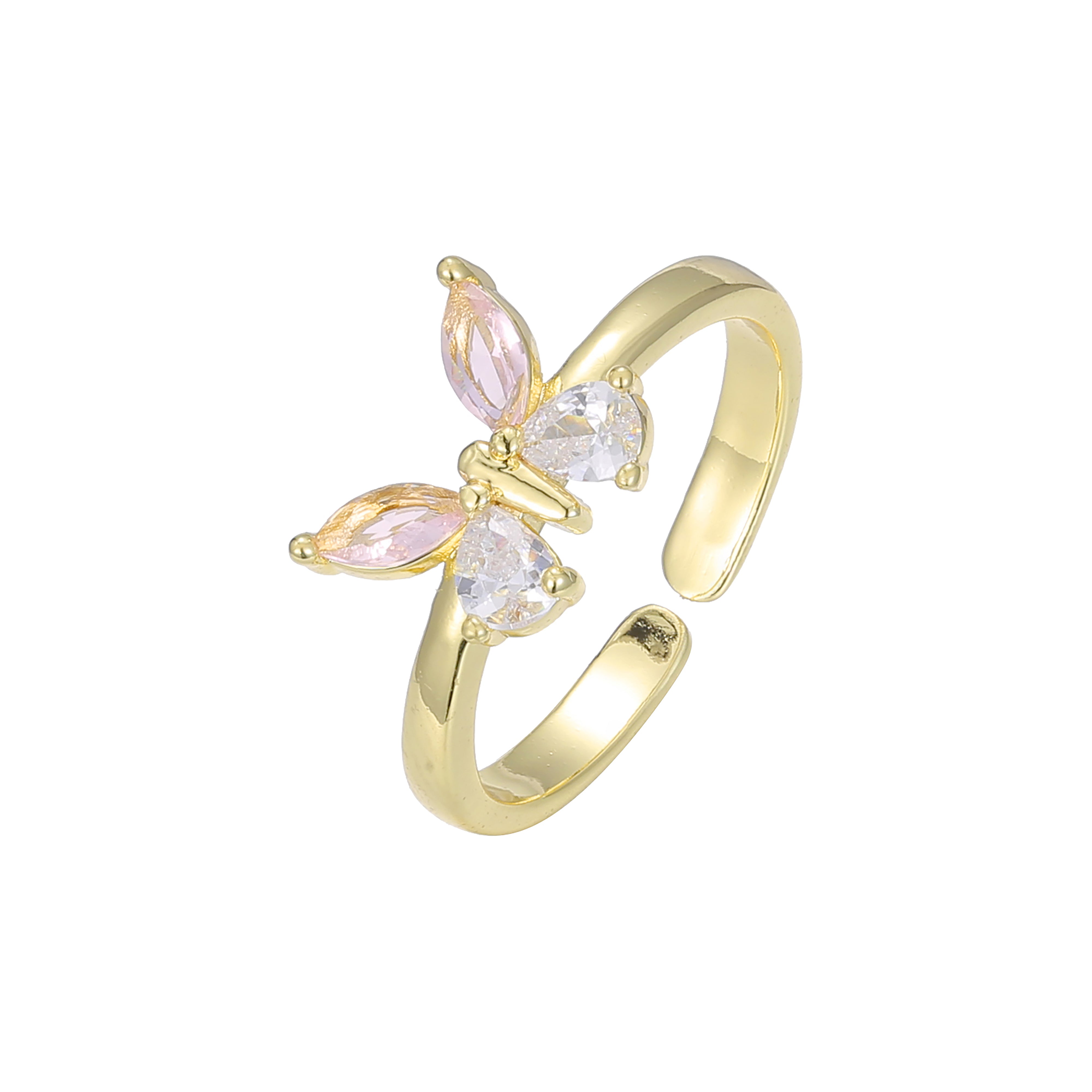 Offene Ringe aus 14-karätigem Gold mit Schmetterlingsmotiv