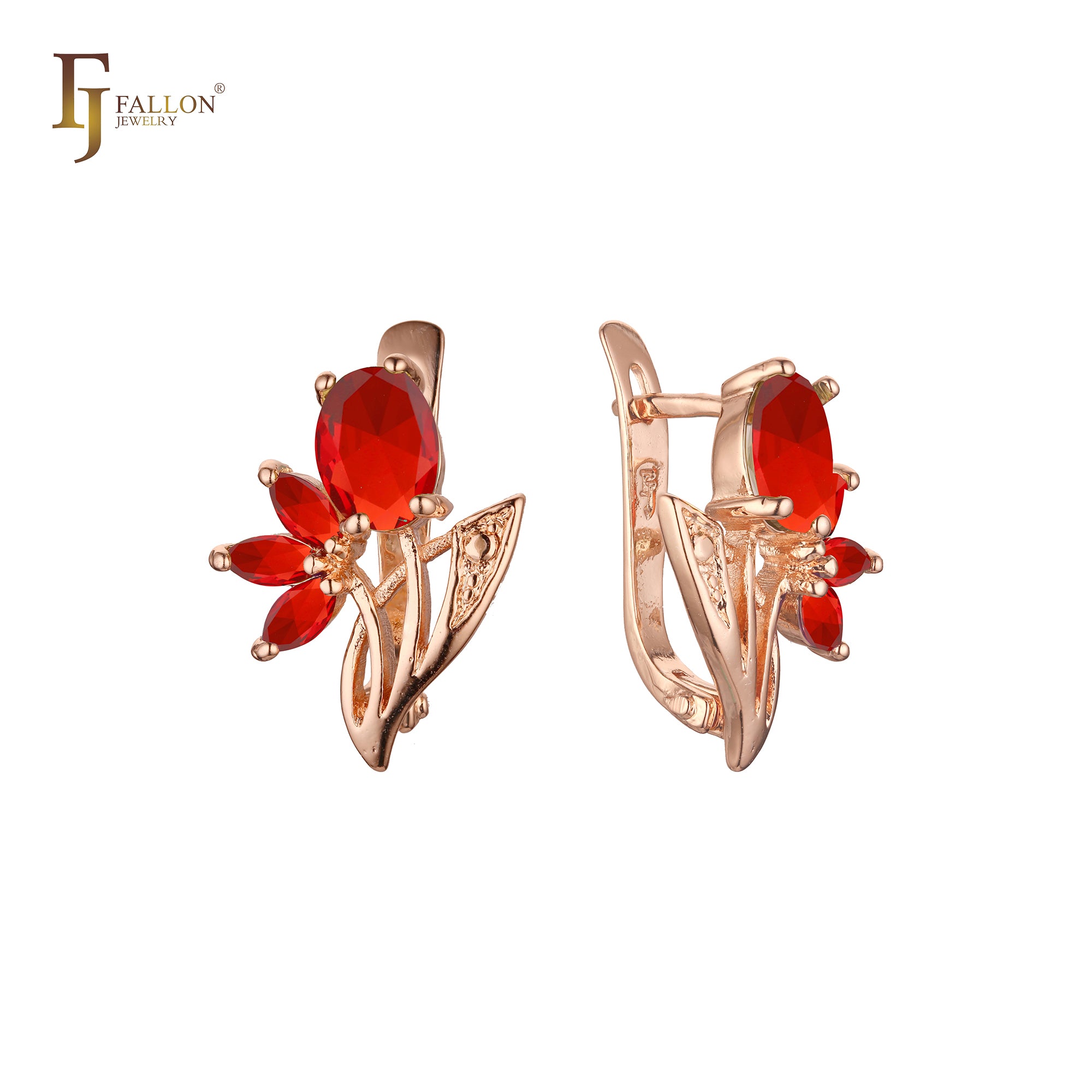 Luxuriöse Cluster bunte CZs Blume Rose Gold Ohrringe
