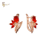 Luxuriöse Cluster bunte CZs Blume Rose Gold Ohrringe