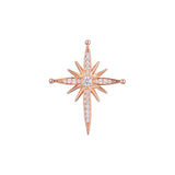 Cluster White CZs Shiny Rose Gold, 14K Gold Star pendant