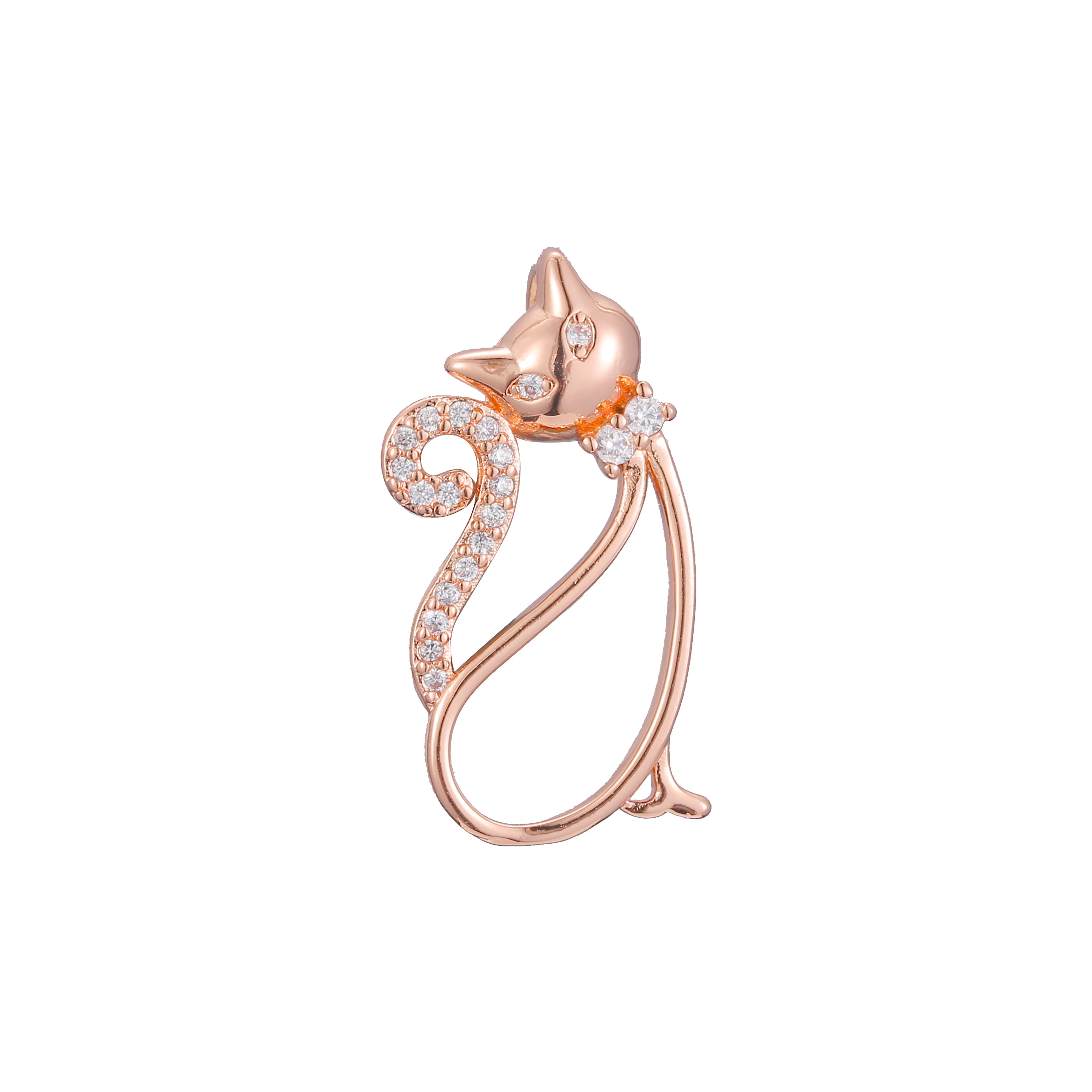 Cat animal pendant in Rose Gold, 14K Gold plating colors