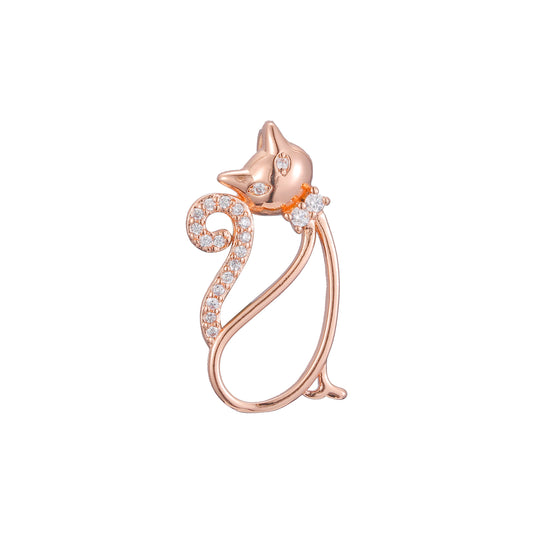 玫瑰金猫科动物吊坠，14K 镀金颜色