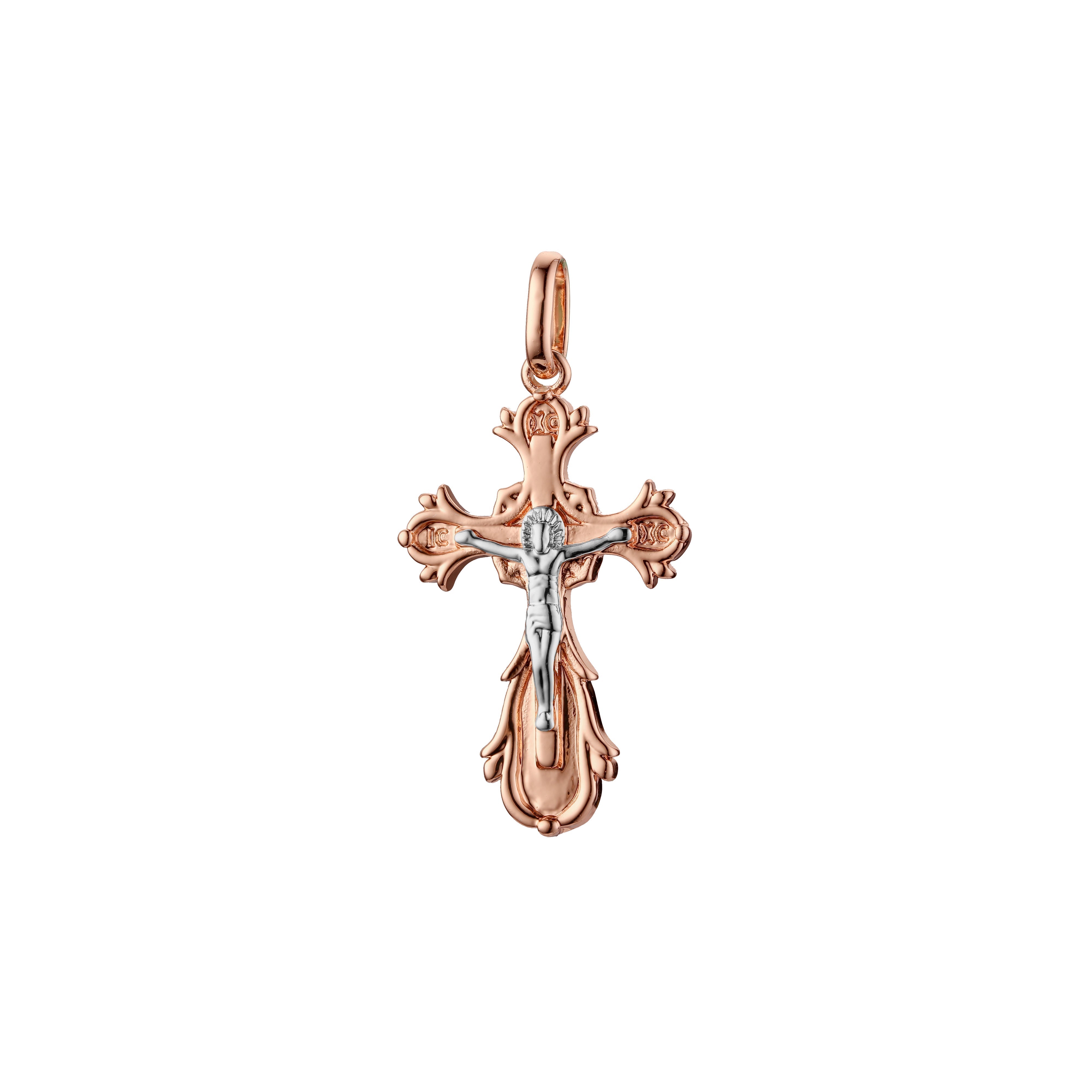 🔥 Maltese Eastern Orthodox Russian pendant in Rose Gold two tone, 14K Gold plating colors