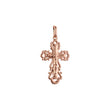 Pingente de cruz católica em ouro rosa e cores banhadas a ouro 14K