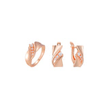 Conjunto de joias de anéis de fita três pedras banhadas nas cores Rose Gold