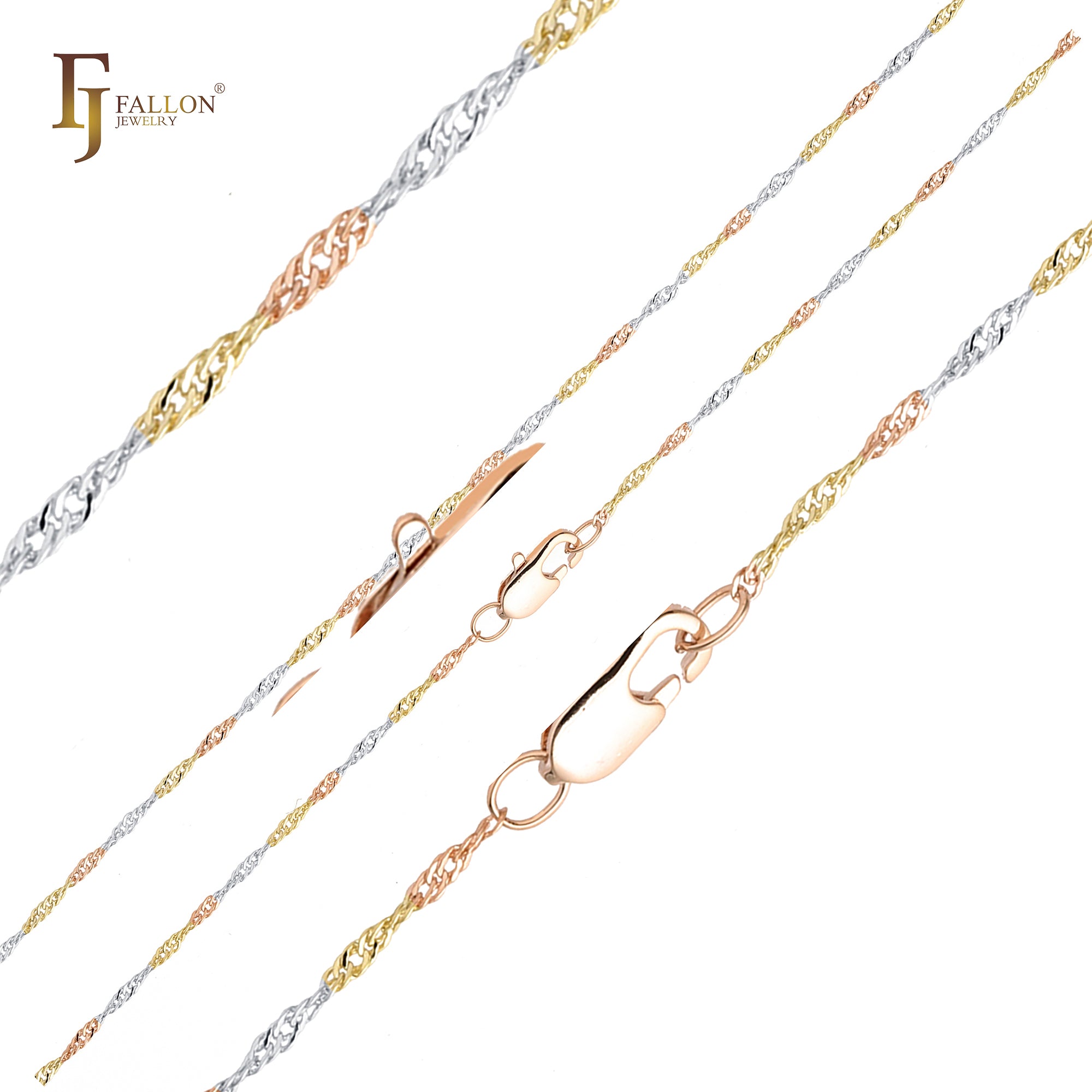 クラシック シンガポール シングル リンク 14K ゴールド、ツートン、18K ゴールド チェーン