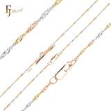 クラシック シンガポール シングル リンク 14K ゴールド、ツートン、18K ゴールド チェーン