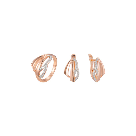 Conjunto entrecruzado de dos tonos de oro rosa