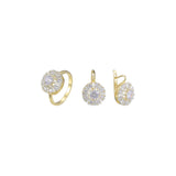 14K Gold two tone solitaire cluster set
