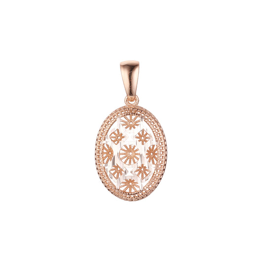Rose Gold two tone filigree pendant