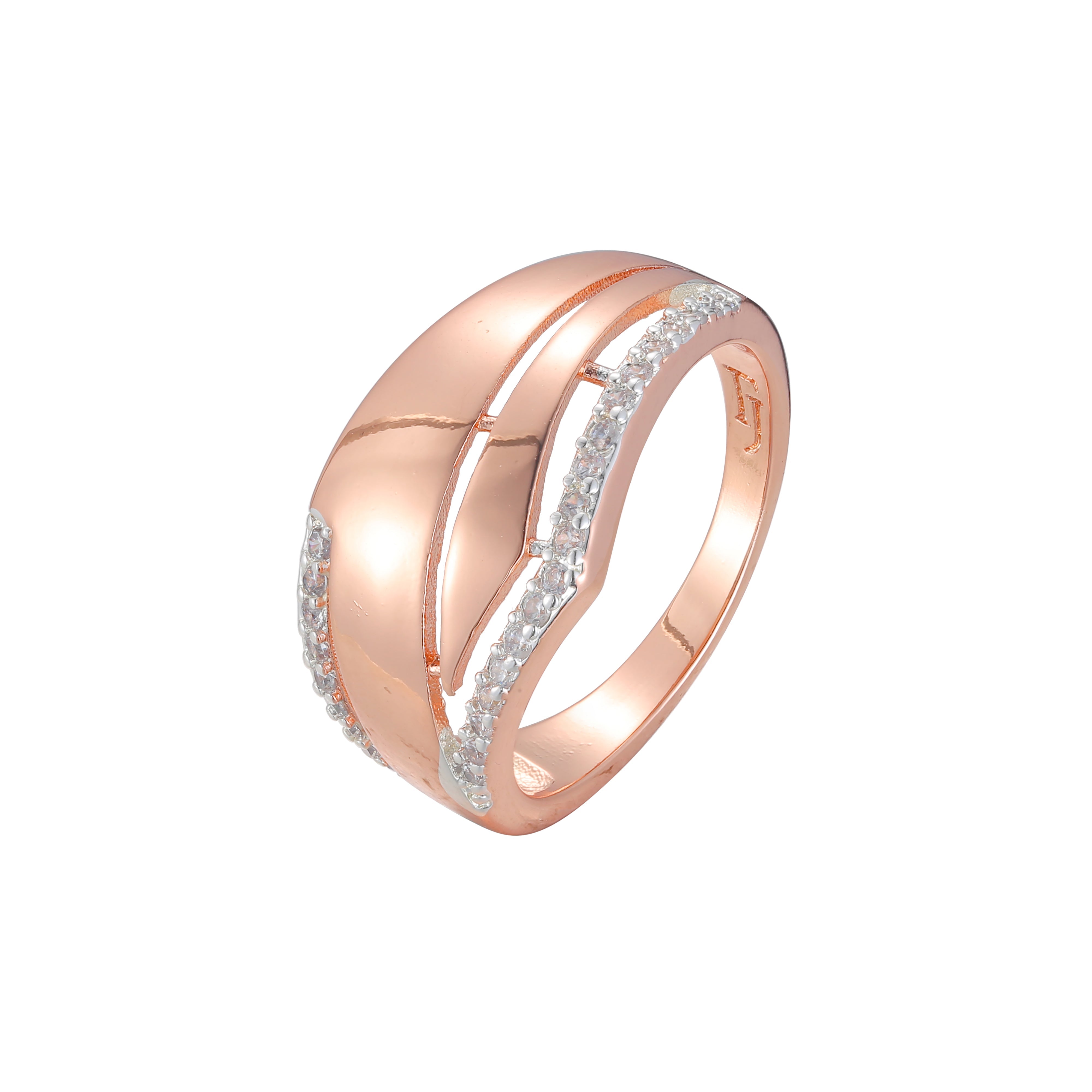 Ros¨¦goldene zwei Steinringe mit Bl?ttern