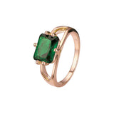 Solitaire emrald cut stone plain design rings in 18K Gold, 14K Gold, Rose Gold plating colors