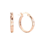 Rhombus Textured Hoop earring in 14K Gold, Rose Gold