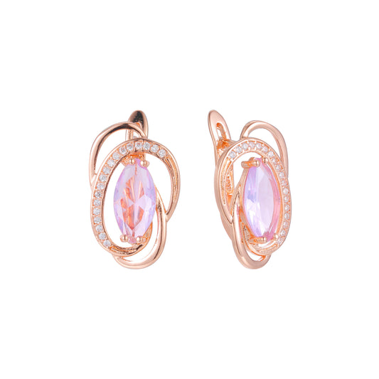 Solitär-Marquise-Ohrringe aus 14 Karat Gold und Roségold, zweifarbig