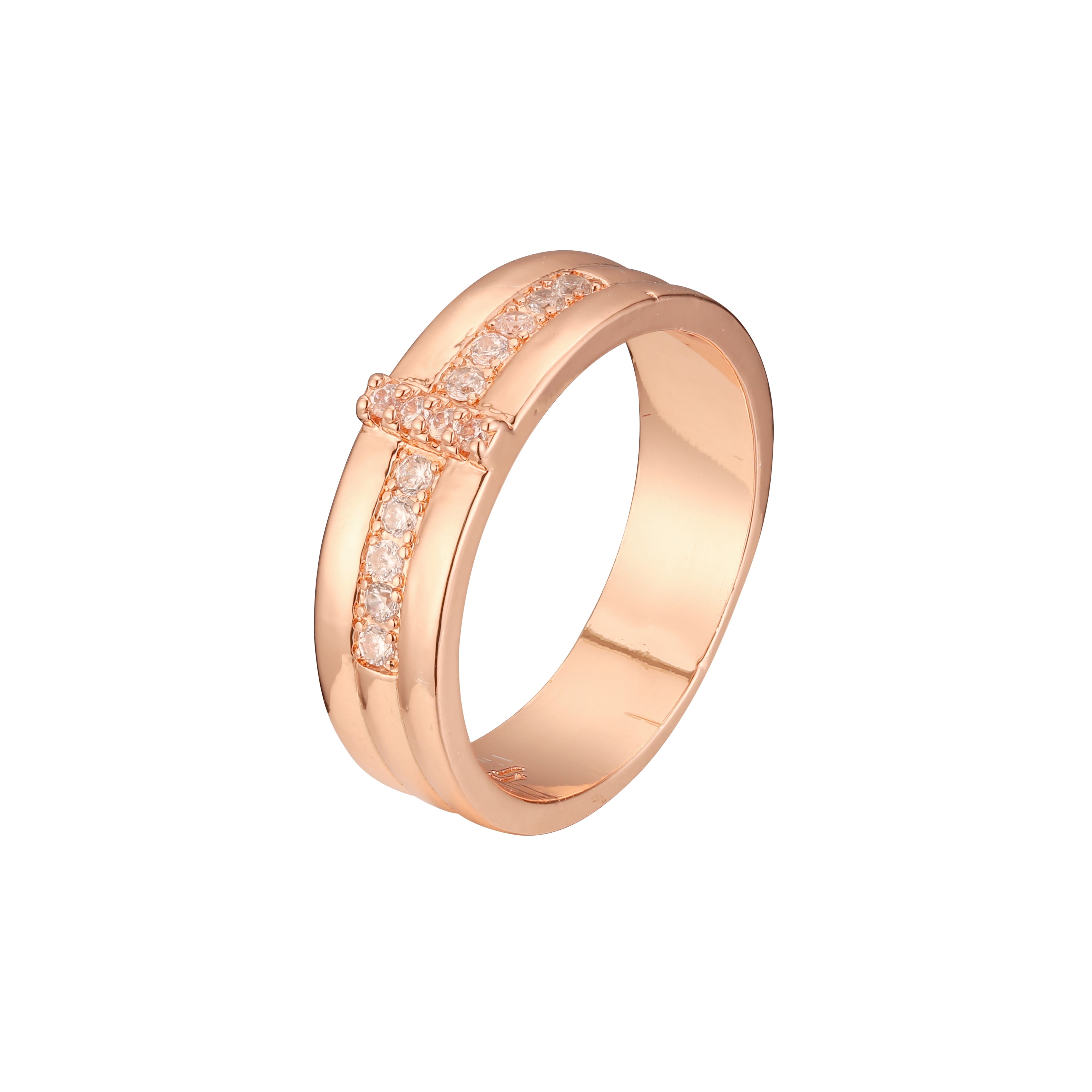 Rose Gold cross band rings