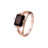 Solitaire emrald cut stone plain design rings in 18K Gold, 14K Gold, Rose Gold plating colors