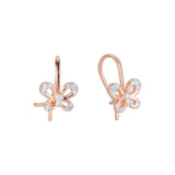 Brincos infantis de gancho de arame borboleta em ouro 14K, cores banhadas a ouro rosa