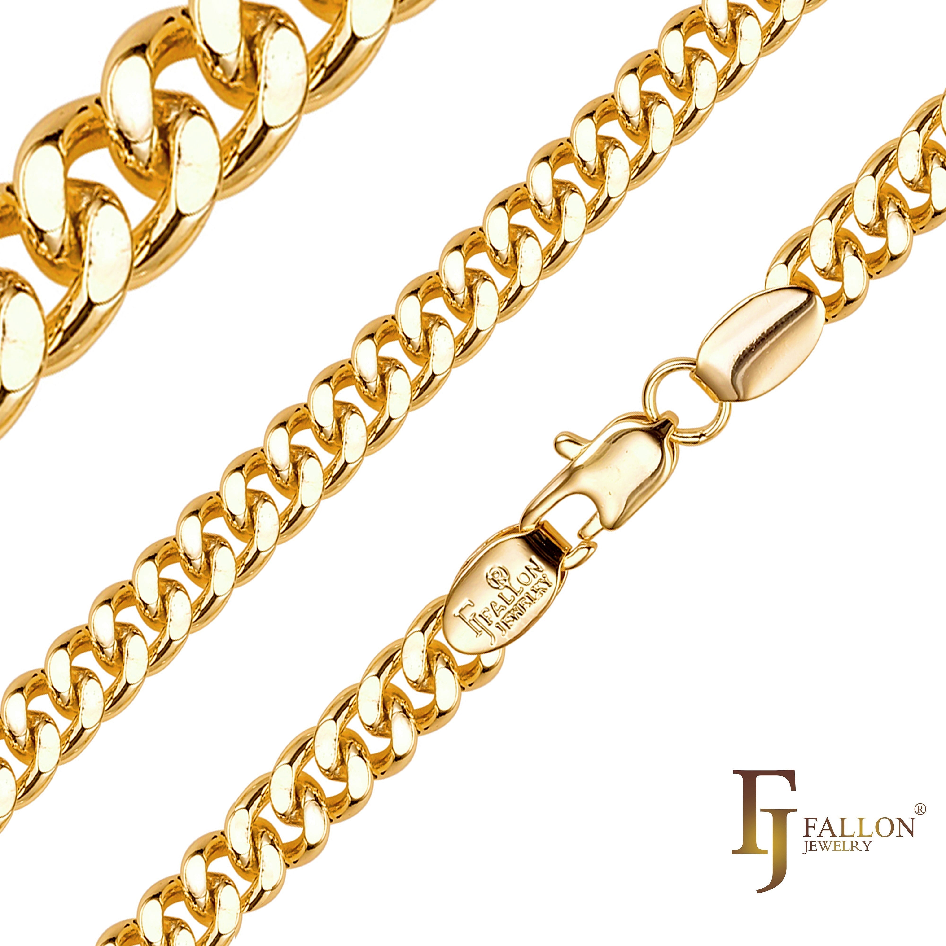 Cadenas Cubanas Clásicas Estilo Miami, enchapadas en Oro Amarillo de 14K en dos tonos, Oro 18K, Oro Blanco RF