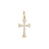 Cluster white CZs 14K Gold, Rose Gold or White Gold Latin Cross Pendant