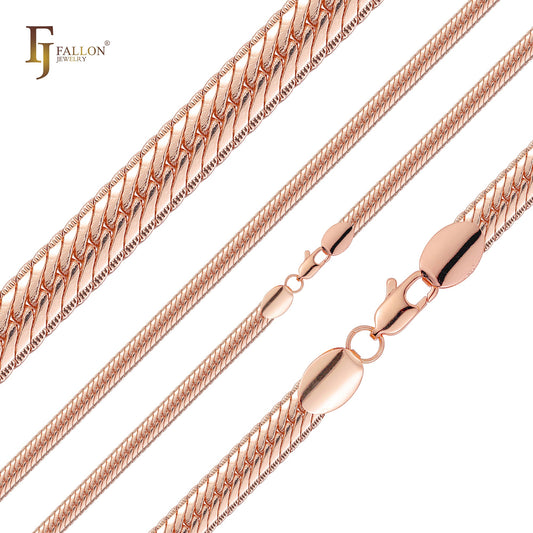 Cadenas martilladas con flanco de serpiente chapadas en oro de 14 quilates, oro rosa