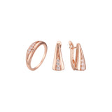 Conjunto de cluster de cinco pedras de ouro rosa