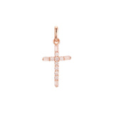 Pingente de cruz latina em ouro rosa, cores banhadas a ouro 14K