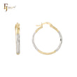 Textured 14K Gold two tone Hoop Earrings