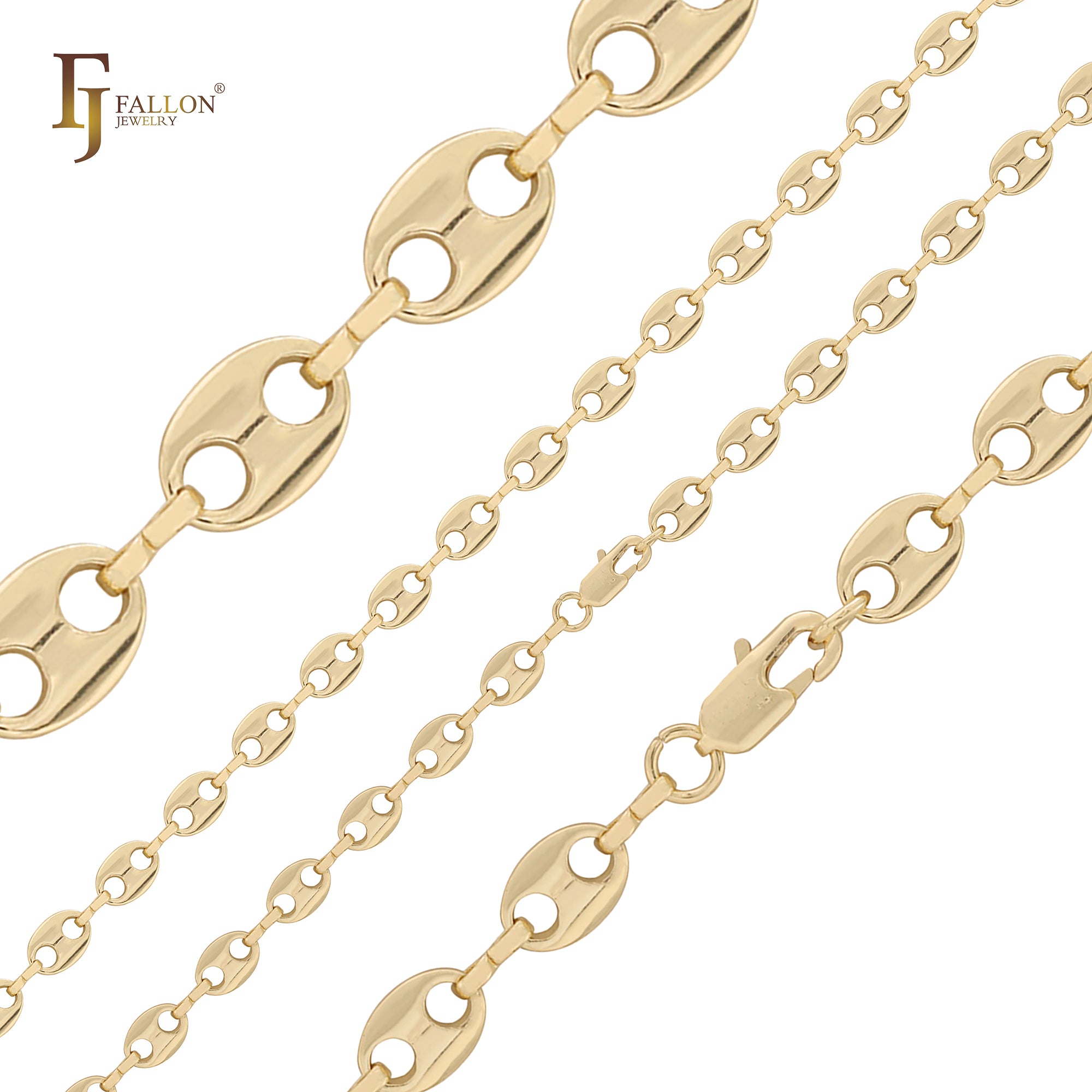 Oval coin shape sequin 14K Gold chains