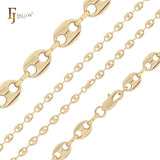 Oval coin shape sequin 14K Gold chains