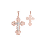 🔥 Eastern Orthodox Russian Rose Gold two tone, 18K Gold crucifix pendant