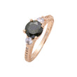 Solitaire black cz paved white cz Rose Gold rings