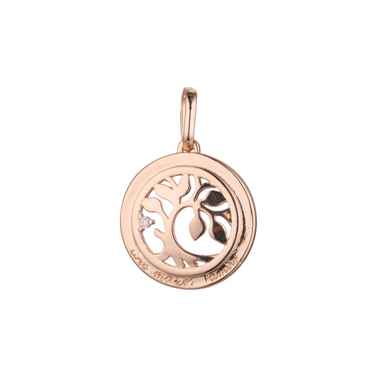 生命之树玫瑰金，14K 金，两色吊坠