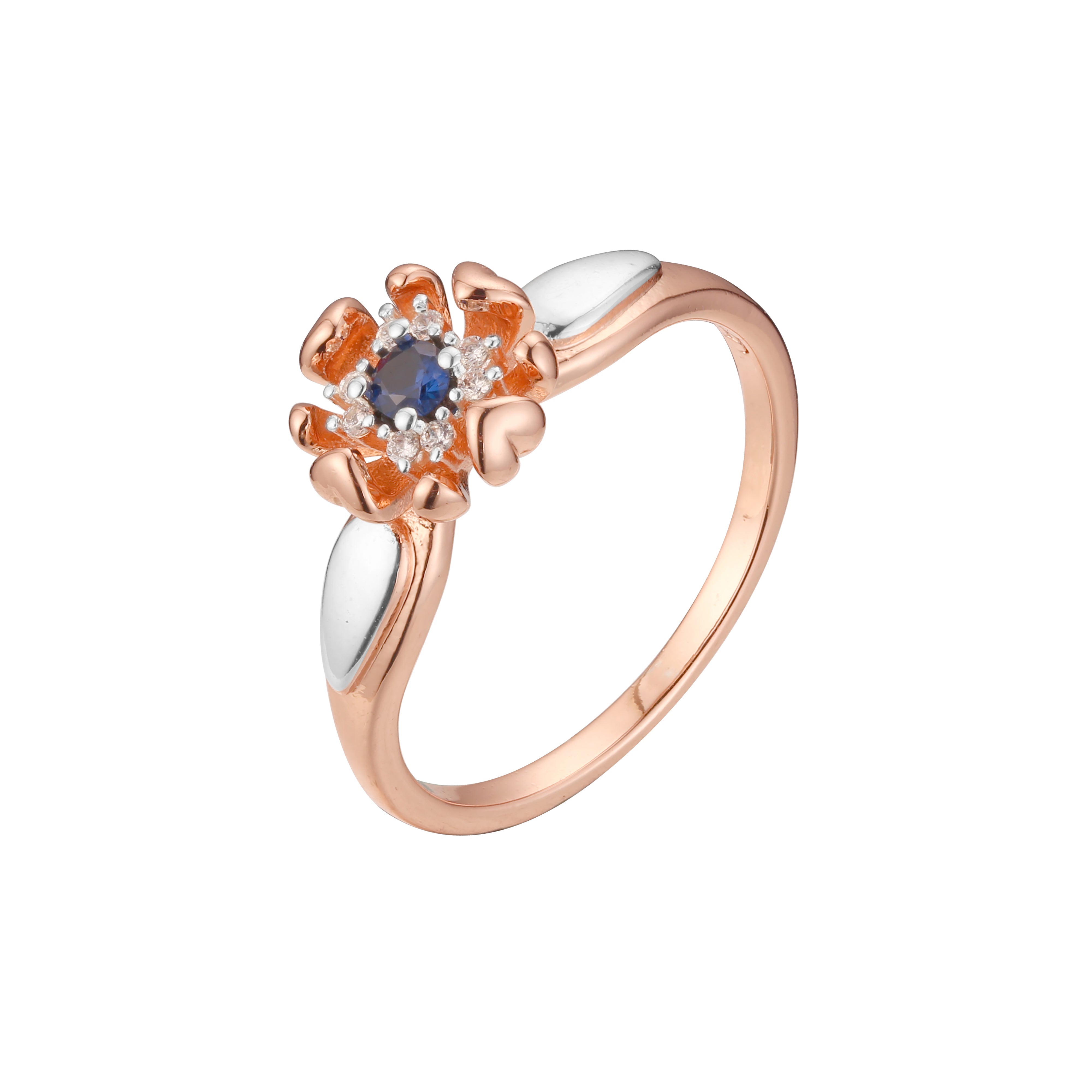 Rose Gold two tone solitaire flower rings