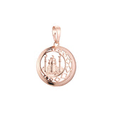 Islamic pendant of the moon and temple in 14K Gold, Rose Gold two tone plating colors