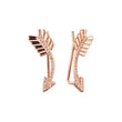Aretes de flecha de oruga de oro rosa