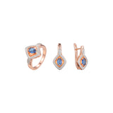 Rose Gold two tone big blue solitaire stone set