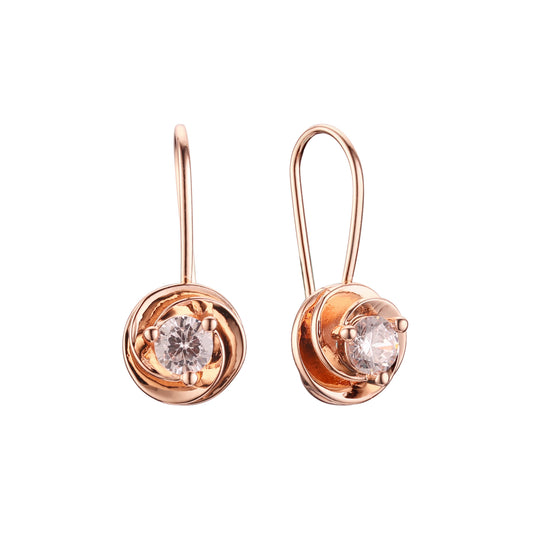Wire hook earrings in Rose Gold, two tone plating colors