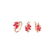 Rose Gold cluster red flower and leaves set