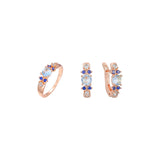 Rose Gold mixed blue stones cluster set