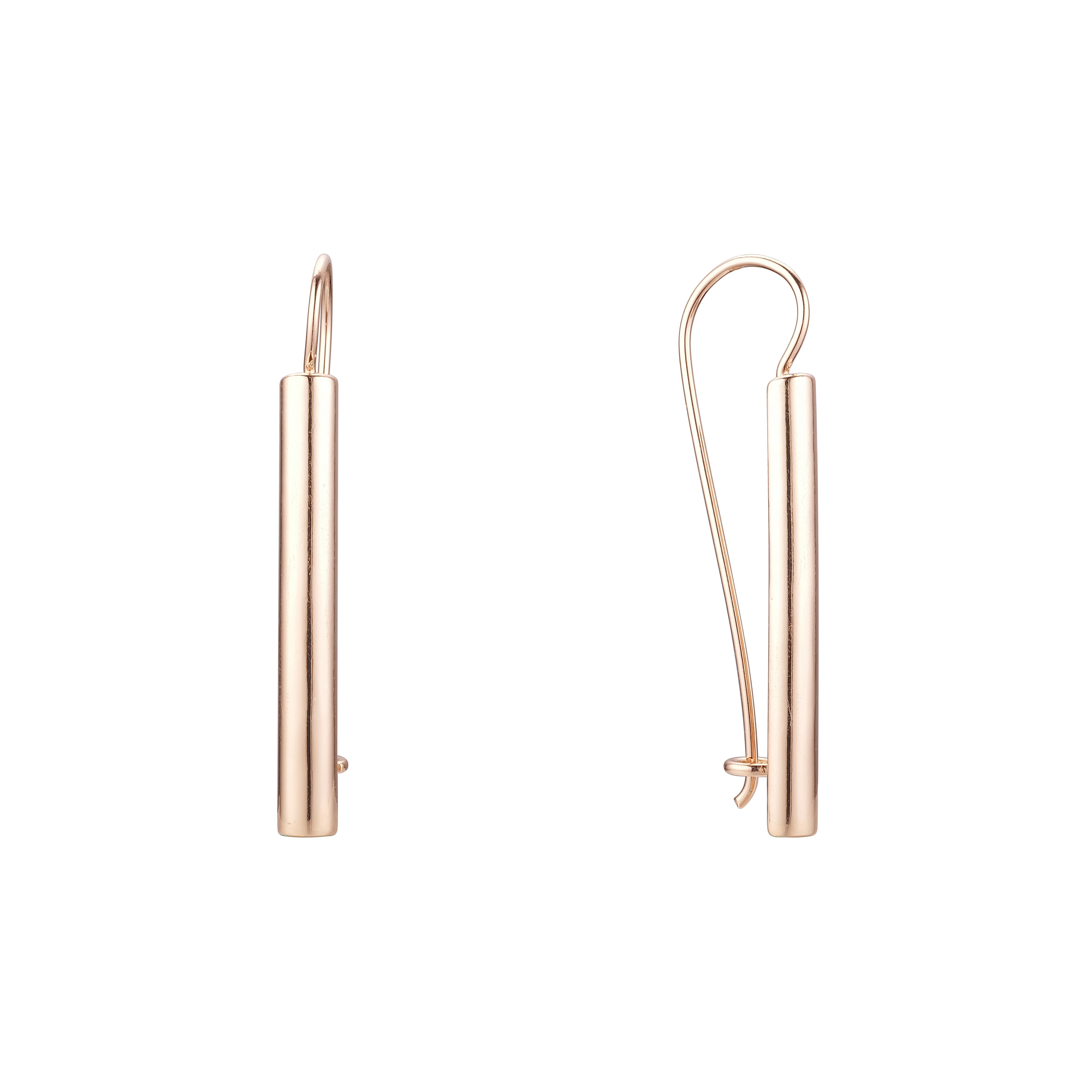 Long bar wire hook Rose Gold earrings