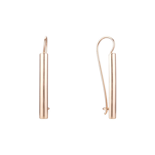 Long bar wire hook Rose Gold earrings