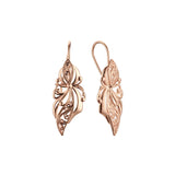 .Flower wire hook earrings in Rose Gold, two tone plating colors