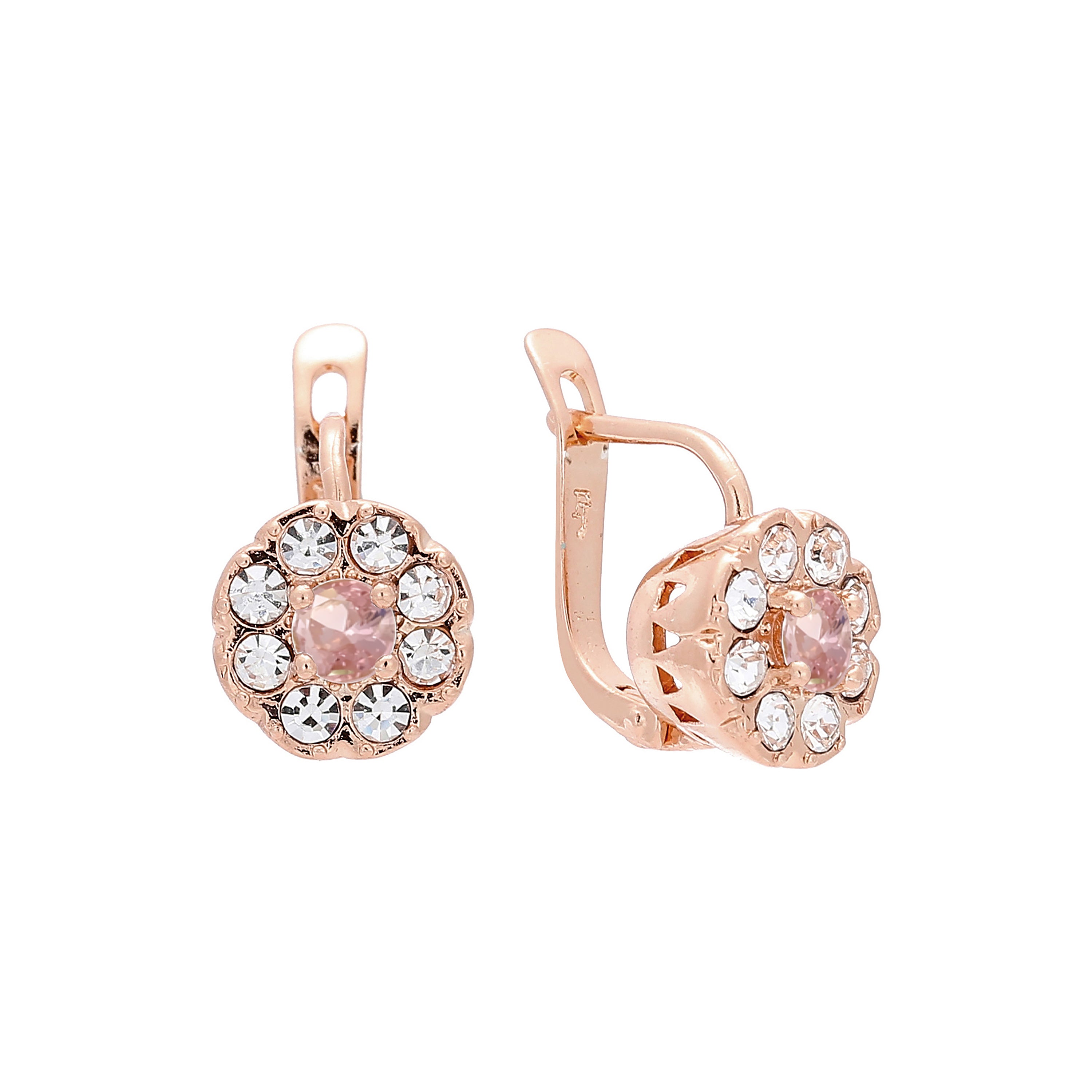 Aretes de racimo en Oro de 14K, Oro Rosa, baño de dos colores