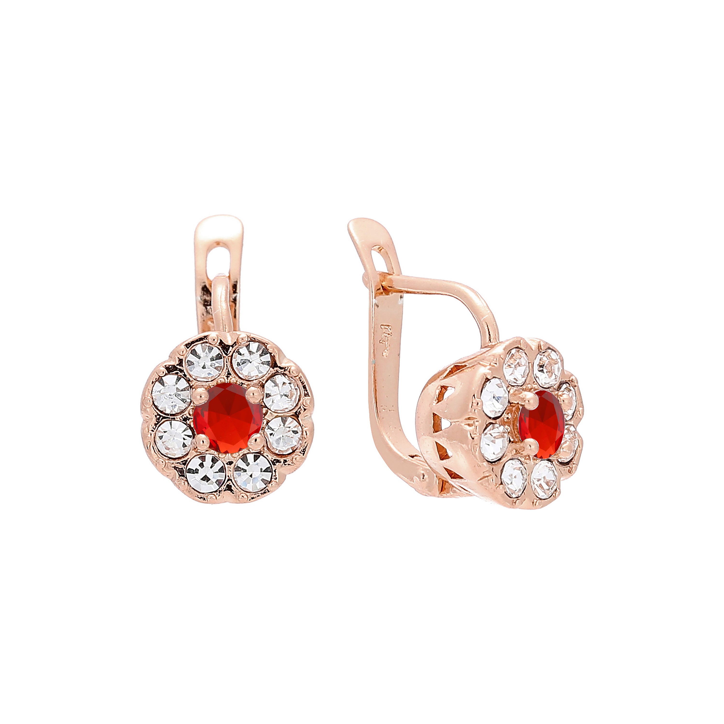 Aretes de racimo en Oro de 14K, Oro Rosa, baño de dos colores
