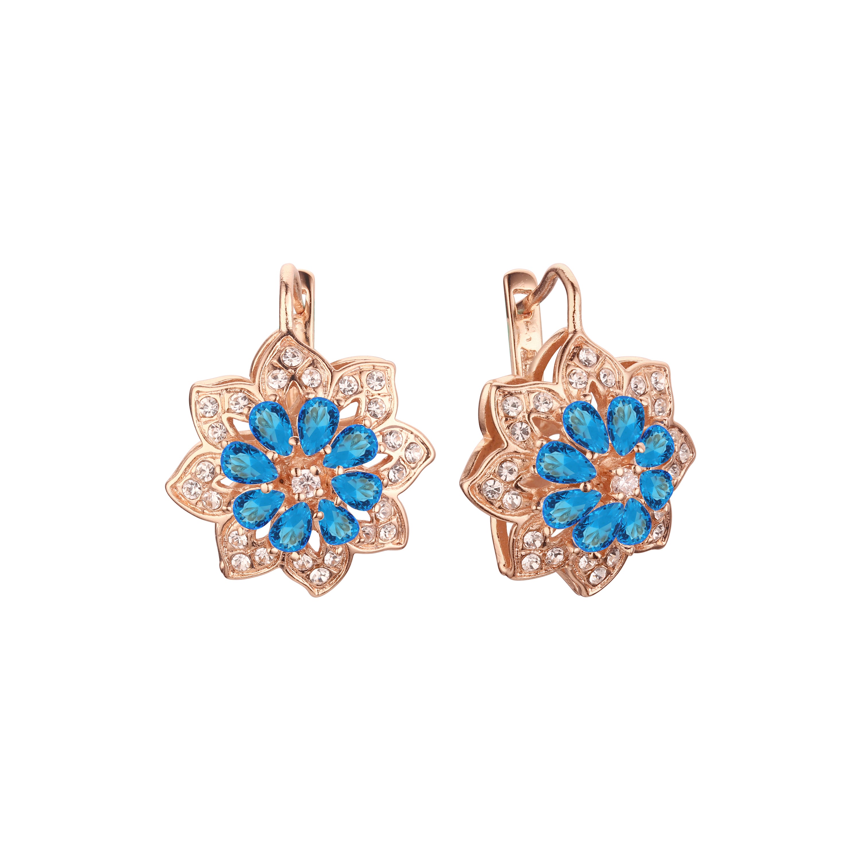 Cluster-Ohrringe mit Sonnenblumenbl¨¹ten in den Farben 14 Karat Gold, Wei?gold und Ros¨¦gold